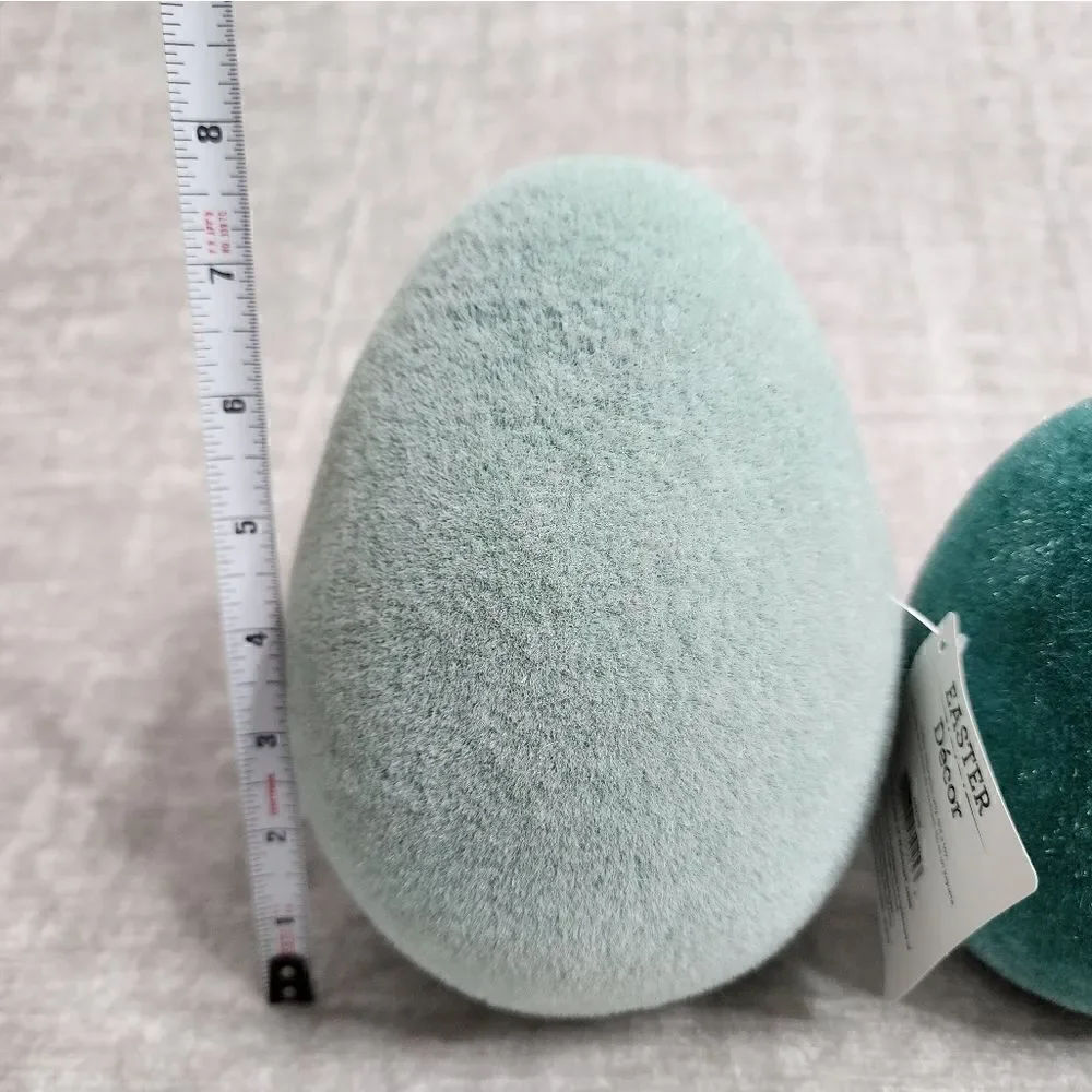 New Easter/ spring Flocked Easter Egg Décor Bundle of 2, Size 8